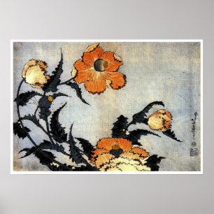 Póster Papoilas de Katsushika Hokusai