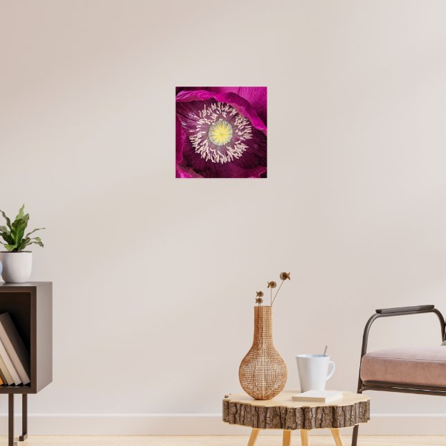 Poster Papoula Oriental Floral Rosa Escuro (Sala de Estar 3)