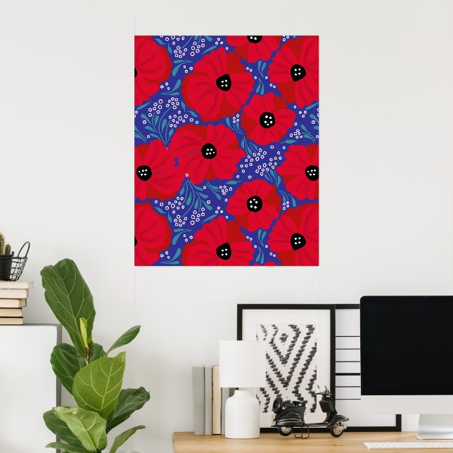 Poster Papoulas em Rosto Ilustrado à Mão Roxo (Escritório em casa)