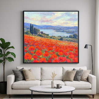 Poster Papoulas Vermelhas - Estilo de Arte Paisagístico I