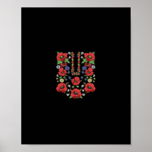 Poster Papoulas Vermelhas Ucrânia Floral Fofo Vyshyvan Uc