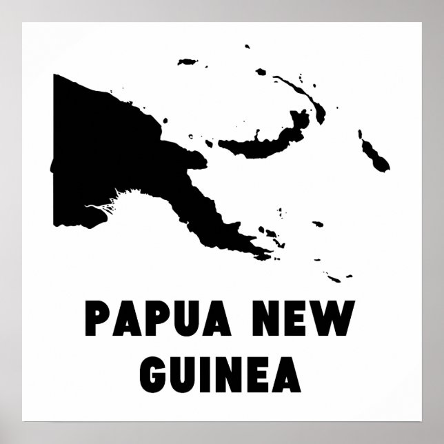 Póster Papua Nova Guiné Silhouette (Frente)