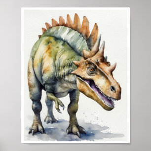 Poster Paquicefalossauro Dinossauro Homedecor de Aquarela