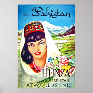 Poster Paquistão, menina do vale de Hunza, viagens