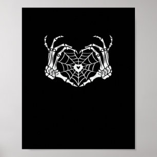 Poster Par Cobweb do Halloween do Skeleton Heart Spiderwe