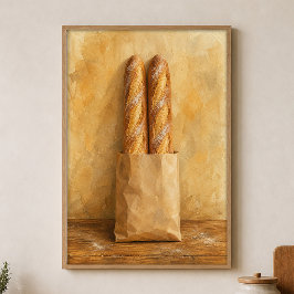 Poster Par de Baguettes em Papel Cartaz Aquarela