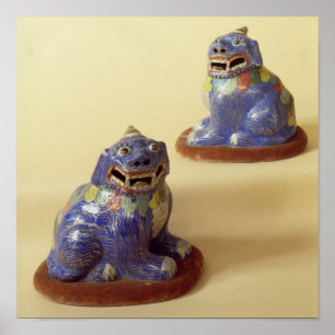 Poster Par de cães de cloisonte chineses, século XVIII