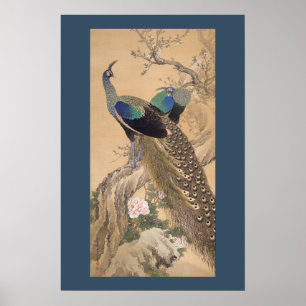 Poster Par de Peacocks na Primavera por Imao Keinen