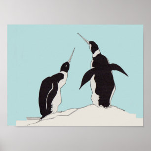 Póster par de pinguins