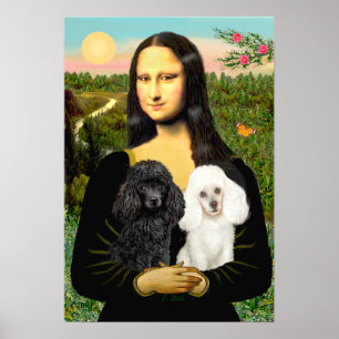 Póster Par de Poodle (Preto + Branco) - Mona Lisa