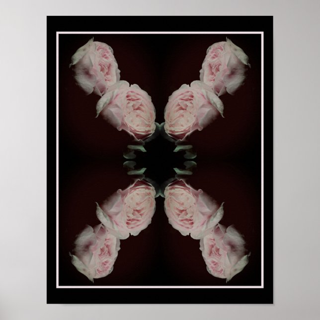 Poster Par de Rosas Rosa Abstrato Vintage (Frente)