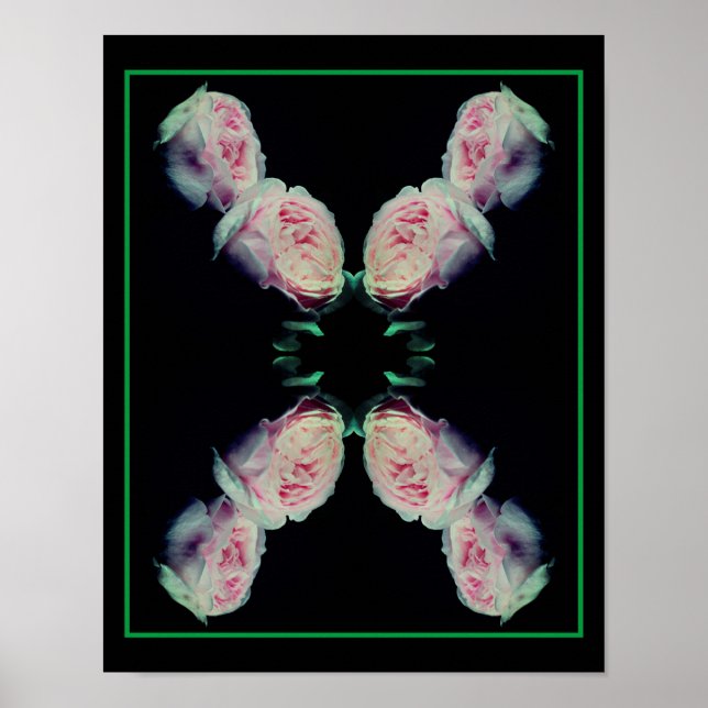 Poster Par de Rosas Rosa Arte Floral Abstrato (Frente)