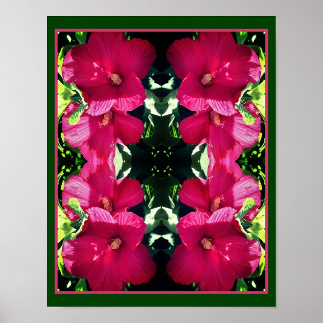Poster Par do Flor Red Hibiscus Feche o Abstrato do Espel (Frente)
