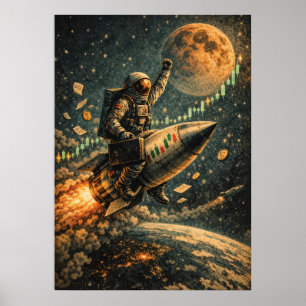 Poster Para a Lua - Trading Astronaut, Forex, Crypto