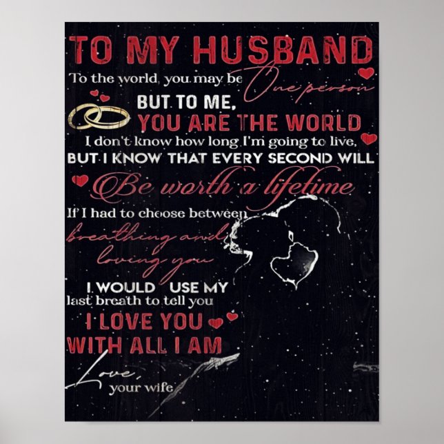 Poster Para a minha letra de marido | Cute Presente | (Frente)