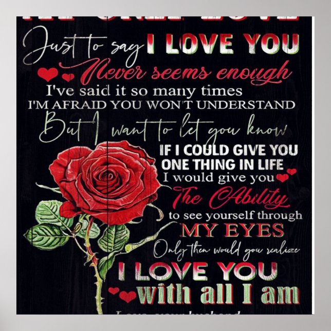 Poster Para a minha letra de marido | Cute Presente | Pre (Frente)