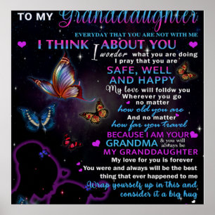 Poster Para a minha neta Butterflies Aniversário, Dotada