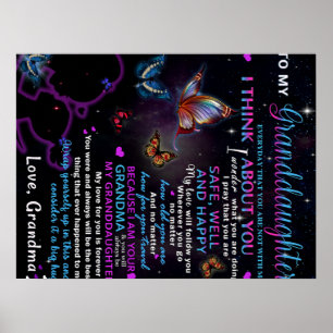 Poster Para a minha neta Butterflies Aniversário, Dotada