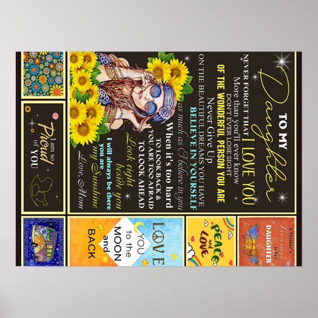 Poster Para a minha neta, Sunflower Birthday. (Frente)