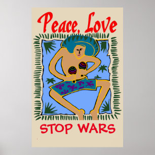 Poster Pára as guerras, o amor pela paz, o homem rasta Po