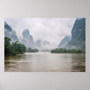 Póster Para baixo pelo rio de Yangshuo