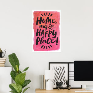 Poster PARA CASA, meu Lugar Feliz! Abrigo no lugar preto