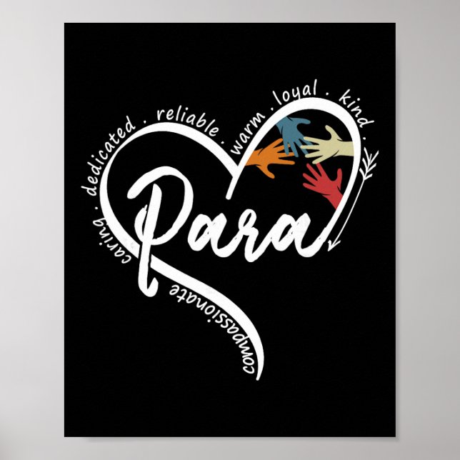 Poster Para Coração Professor Auxiliar Paraeducador (Frente)