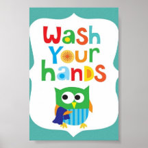 Poster Para Crianças - Lave Suas Mãos