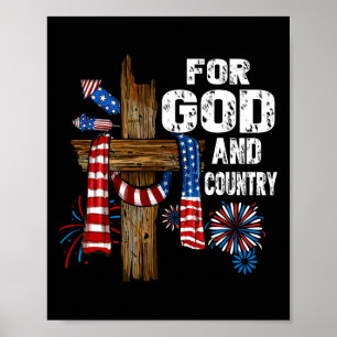 Poster Para Deus E Cruz Patriótica Cristã 4º