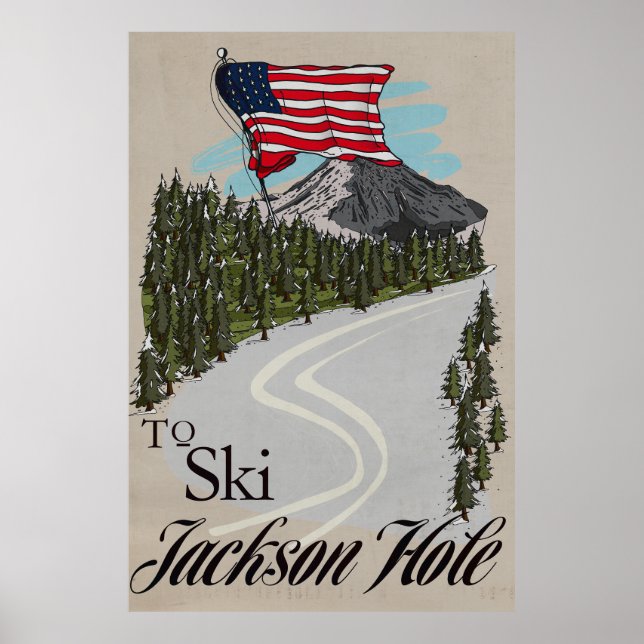 Poster Para Esquiar Jackson Hole (Frente)