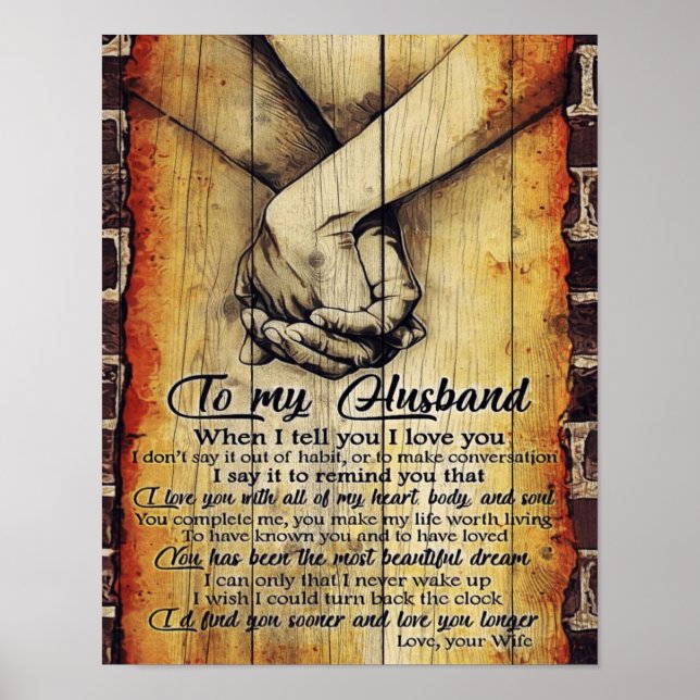 Poster Para Minha Letra Marido, Bonito Cita Presente (Frente)