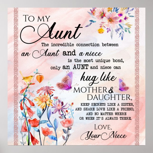 Poster Para Minha Tia Presente, Borboleta Presente Da sob (Frente)