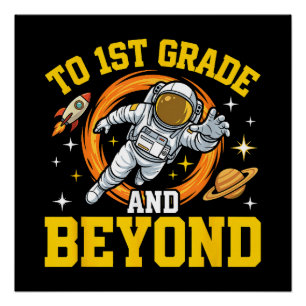 Póster para o 1º ano e além Astronauta Estudante