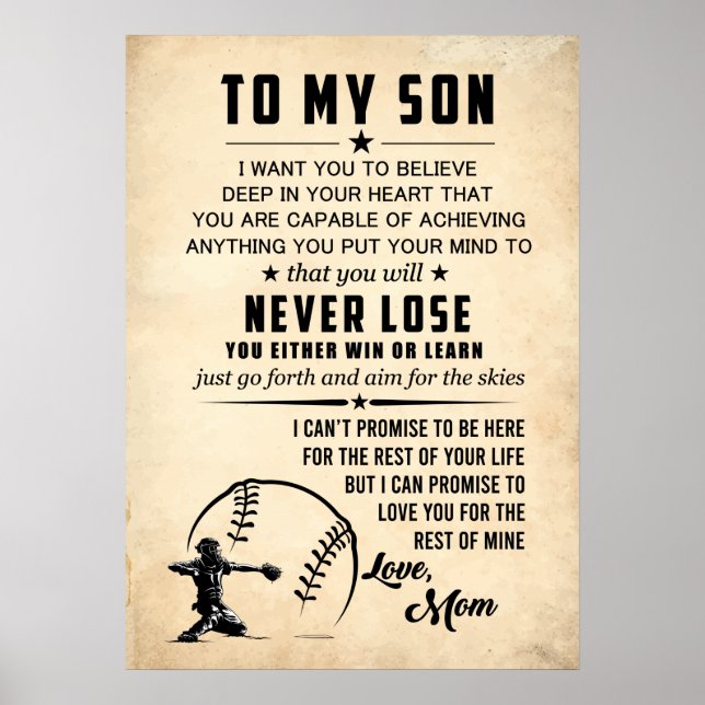 Poster Para o meu filho acredite profundamente no seu cor (Frente)