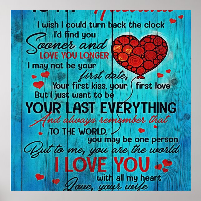 Poster Para o meu marido Design | Citações De Amor Para M (Frente)