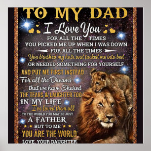 Poster Para o meu Pai de leão presente, Pai Aniversário