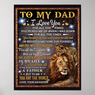 Poster Para o meu Pai de leão presente, Pai Aniversário