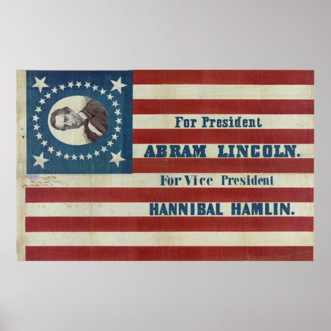 Póster Para o presidente Abram Lincoln, bandeira da campa (Frente)