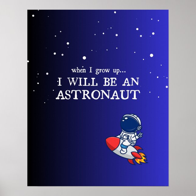 Poster para Quarto de Crianças Azul, Astronauta, T (Frente)