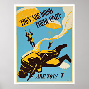 Poster Pára-quedas do Paratroop de WWII - patriotismo do