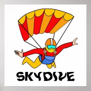 Póster Pára-quedas vermelho de Skydive Yello