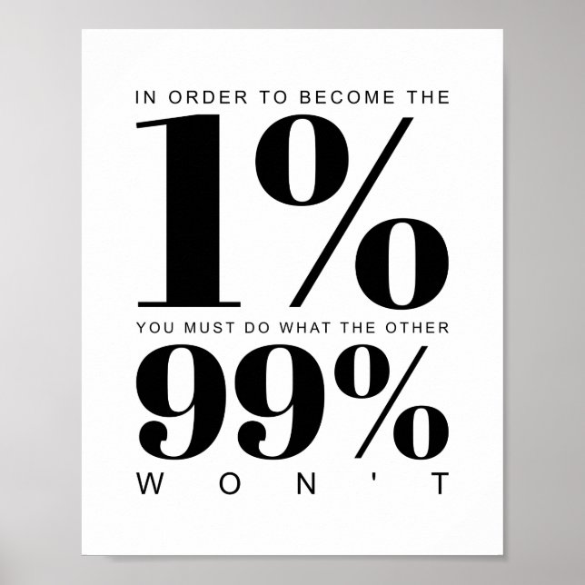Poster Para se tornar o 1% | Citação Motivacional (Frente)