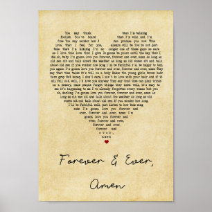 Poster Para sempre e Ever Amen Vintage Heart Song Lyric I
