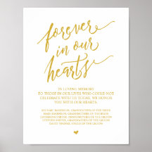 Para sempre em nossos corações Memorial em ouro Ca