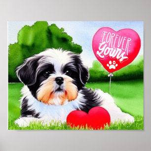 Poster Para Sempre Seu Shih Tzu Watercolor