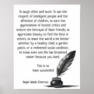 Poster Para ter sucesso na vida — citação de Ralph Emerso