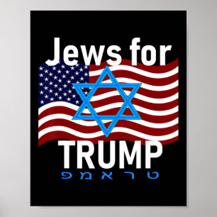 Poster Para Trump American Flag Star De David Hebrew Supp
