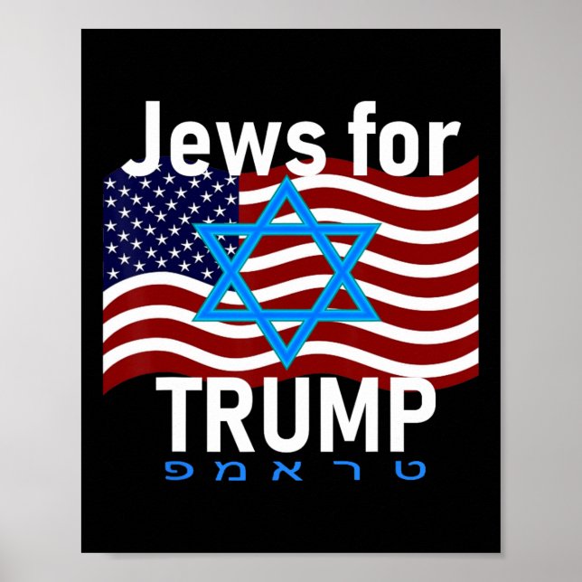 Poster Para Trump American Flag Star De David Hebrew Supp (Frente)