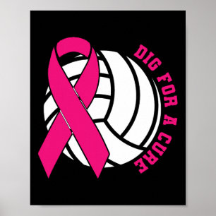 Poster Para um Cancer de mama puro rosa de vôlei