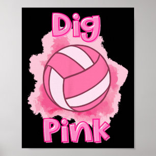 Poster Para um Cancer de mama puro rosa de vôlei